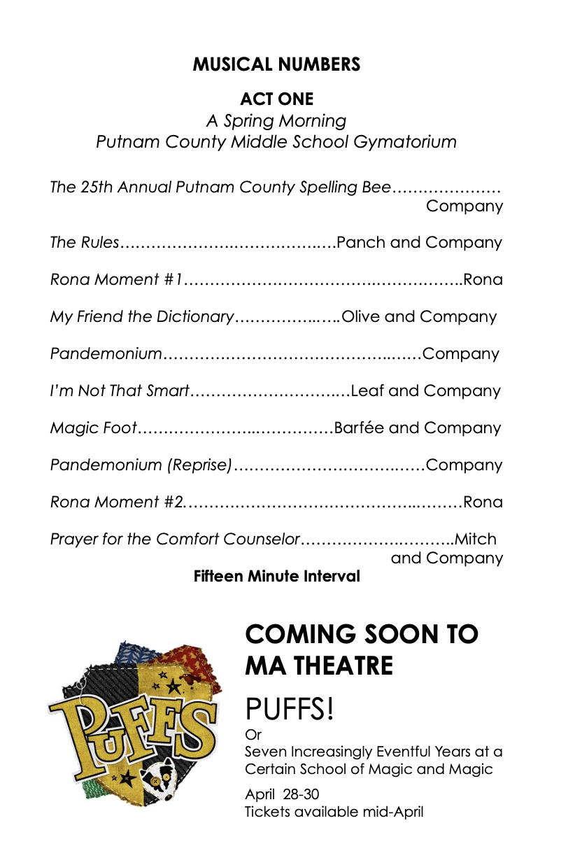 Spelling Bee Act 1